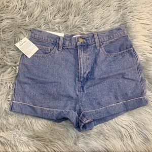 AMERICAN APPAREL: High Waist Cuffed Denim Shorts
